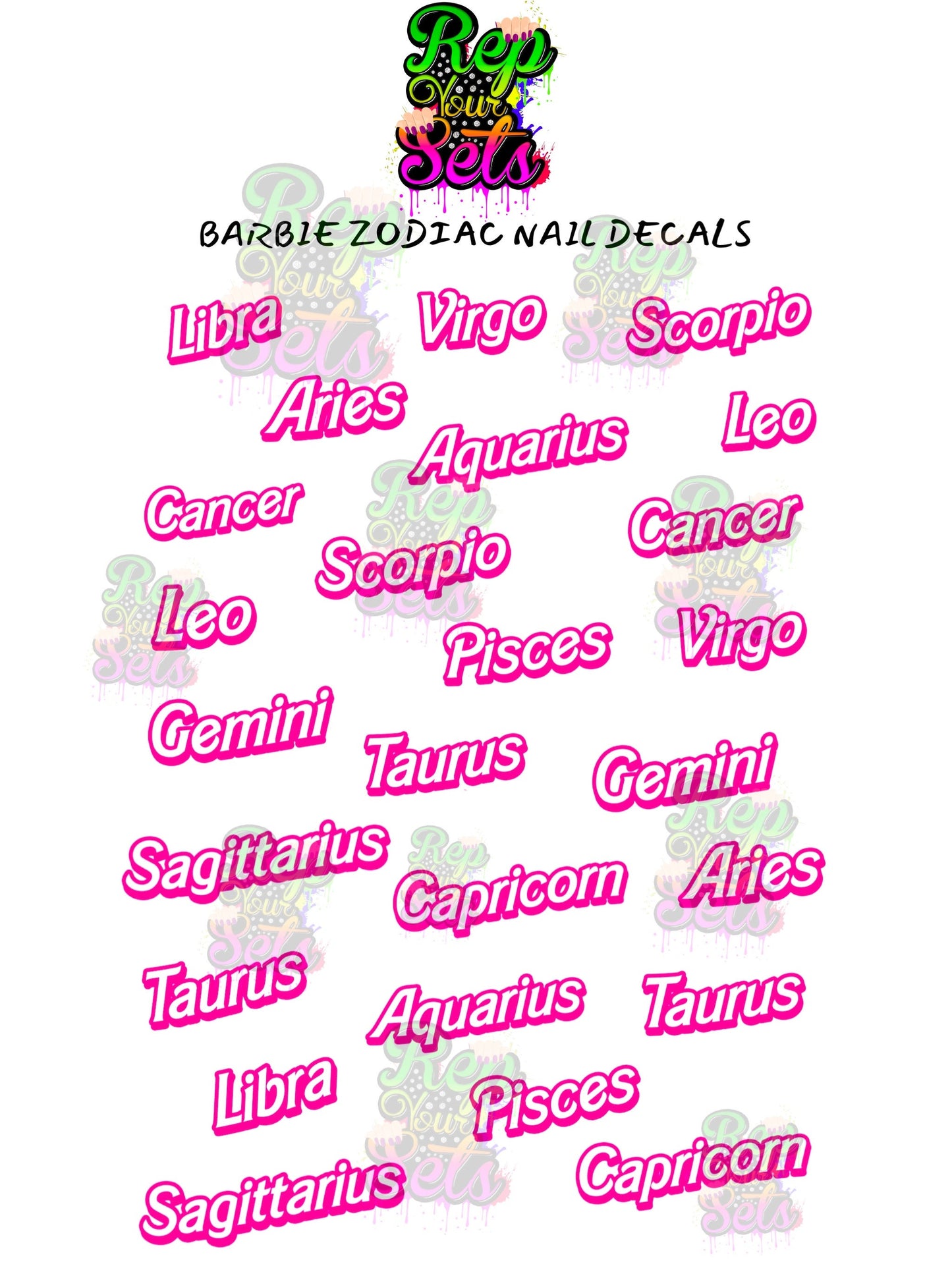 BARBIEZODAIC NAIL DECAL