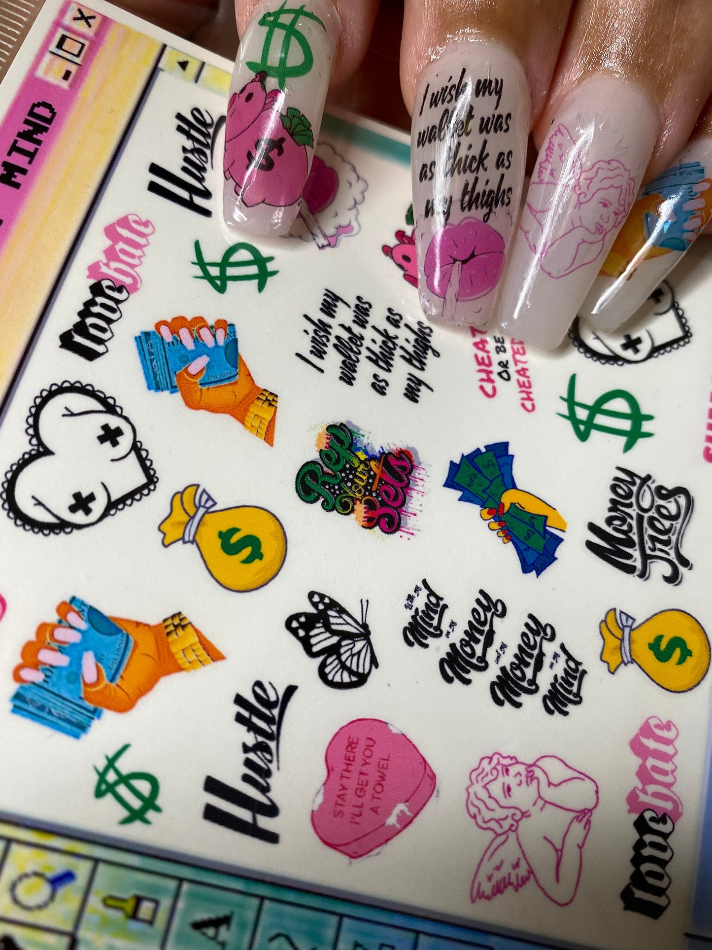 MONEY ON MY MIND NAIL DECAL