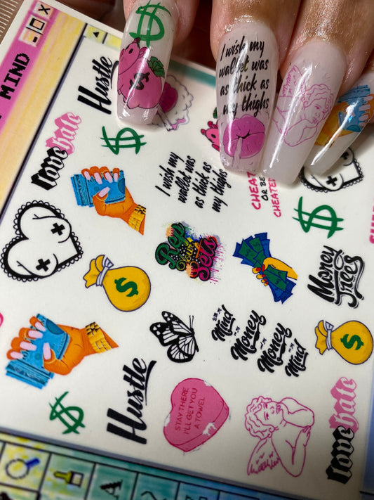 MONEY ON MY MIND NAIL DECAL