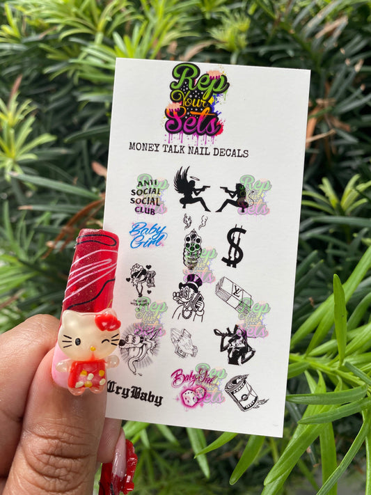 MONEY TALK NAIL DECALs