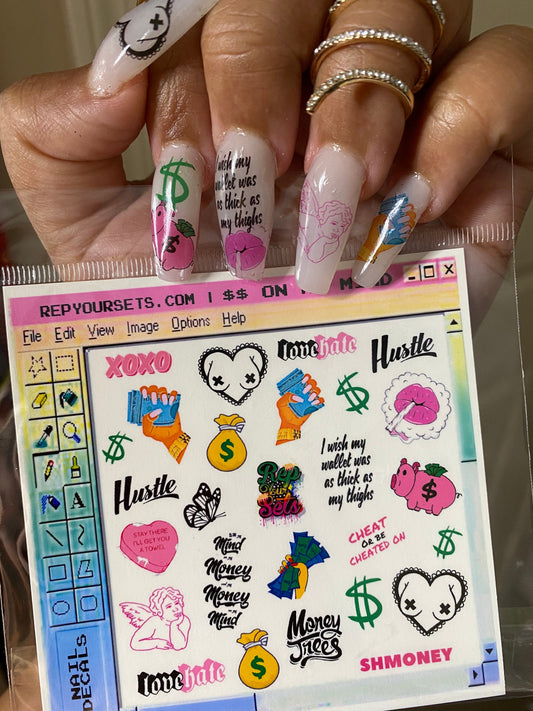 MONEY ON MY MIND NAIL DECAL